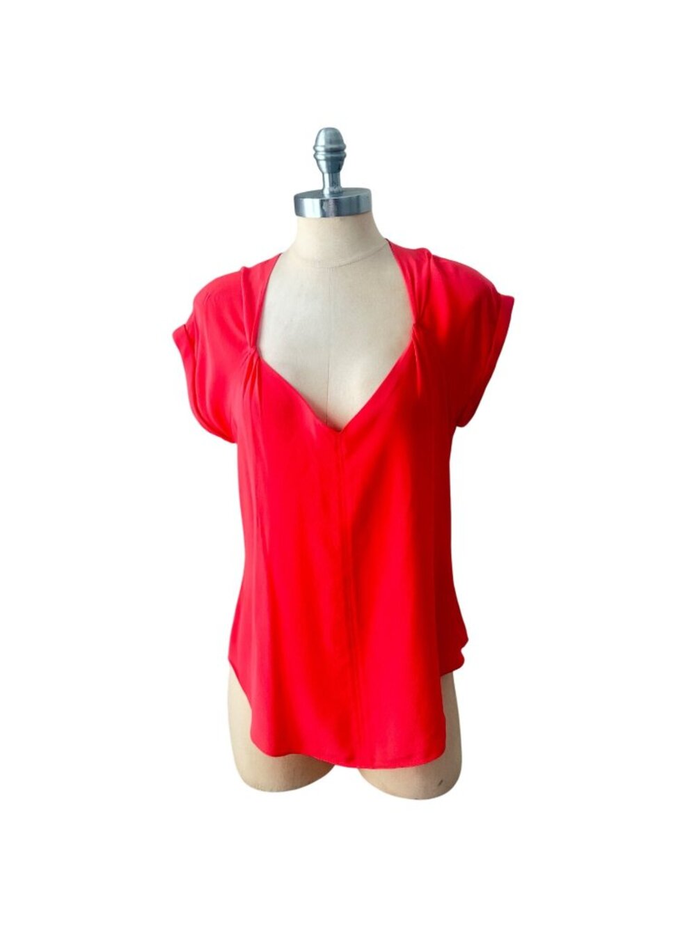 Rag & Bone Danise Bright Coral Silk Short Sleeve Top 8 NWT $325